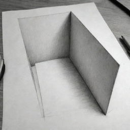 A 3D drawing sketched with a pencil, showcasing depth and perspective.