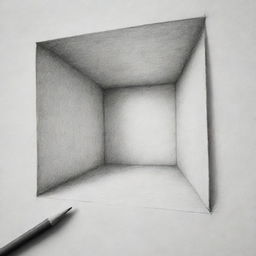 A 3D drawing sketched with a pencil, showcasing depth and perspective.