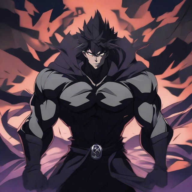 An anime-style villain with a lean, muscular build, exuding a terrifying aura