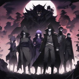 A group of anime-style villains, each with a unique and terrifying aura