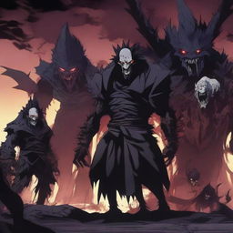 A group of anime-style monster villains, each with terrifying and grotesque features