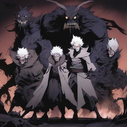 A group of anime-style monster villains, each with a terrifying and grotesque appearance