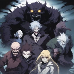 A group of anime-style monster villains, each with a terrifying and grotesque appearance