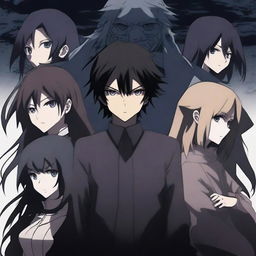 A group of anime side characters, each with a dark and ominous aura