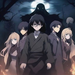 A group of anime side characters, each with a dark and ominous aura