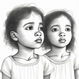 Cabo Verdean children with sad faces looking upwards in a childlike art style