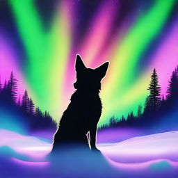 Create a photo-quality image featuring a small furry black and tan dog in an LSD hallucination style