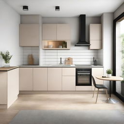 A minimalistic and modern kitchen design in a corner layout, occupying 9 square meters