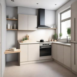 A minimalistic and modern kitchen design in a corner layout, occupying 9 square meters