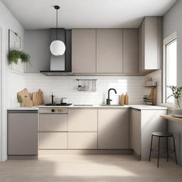 A minimalistic and modern kitchen design in a corner layout, occupying 9 square meters