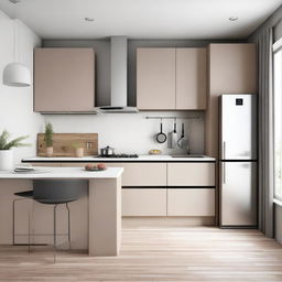 A minimalistic and modern kitchen design in a corner layout, occupying 9 square meters