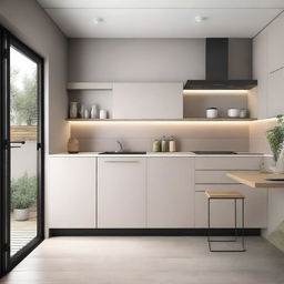 A minimalistic and modern kitchen design in a corner layout, occupying 9 square meters