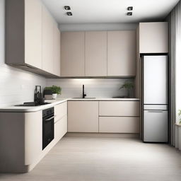 A minimalistic and modern kitchen design in a corner layout, occupying 9 square meters