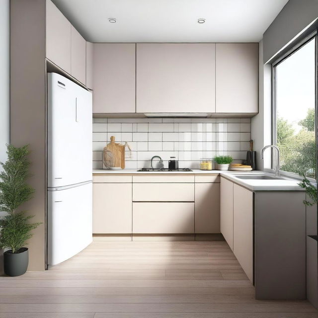 A minimalistic and modern kitchen design in a corner layout, occupying 9 square meters