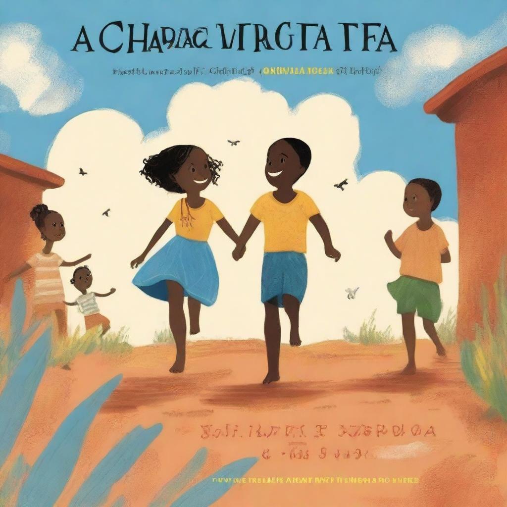 A book cover illustration featuring Black children playing barefoot on rough earth under a blue sky