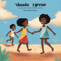 A book cover illustration featuring Black children playing barefoot on rough earth under a blue sky