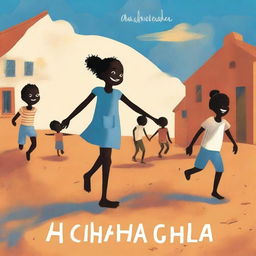 A book cover illustration featuring Black children playing barefoot on rough earth under a blue sky