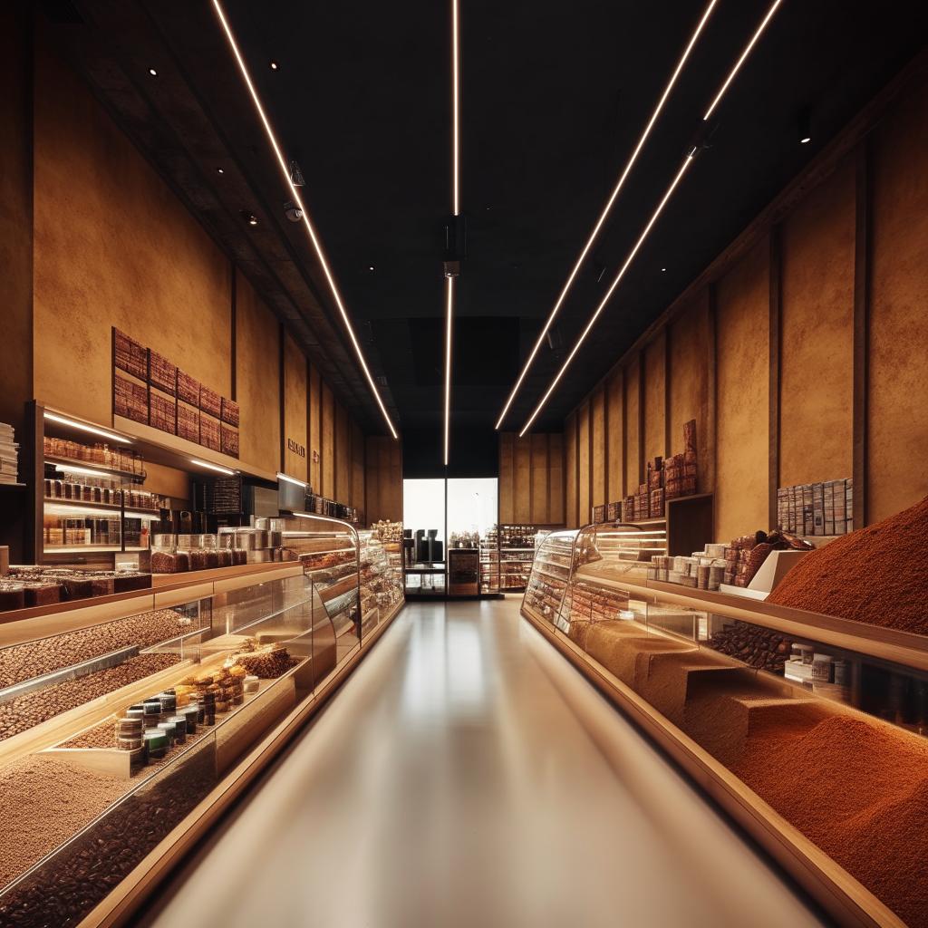 A 7m long, 3m wide shop designed for selling coffee and spices.