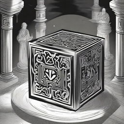 A manga-style scene featuring the 'Devil Cube', a powerful and enigmatic artifact