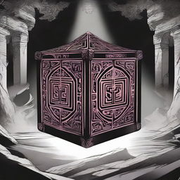 A manga-style scene featuring the 'Devil Cube', a powerful and enigmatic artifact