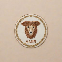 Create a simplified, embroidery-style personal logo for 'Amir', blending elements of veterinary medicine and the Gemini zodiac sign, ensuring it's simple yet effective.