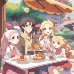 A vibrant anime poster featuring a slice of life adventurer party in another world