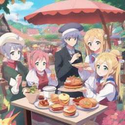 A vibrant anime poster featuring a slice of life adventurer party in another world