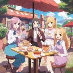 A vibrant anime poster featuring a slice of life adventurer party in another world