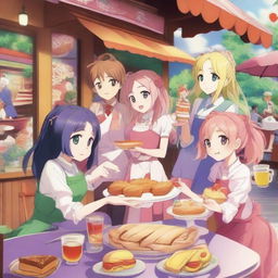 A vibrant anime poster featuring a slice of life adventurer party in another world