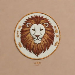 Design an uncomplicated, embroidery-style personal logo for 'Amir', incorporating elements of veterinary medicine, the Gemini zodiac sign, and a lion, aiming simplicity and uniqueness.