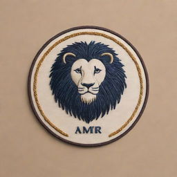 Design an uncomplicated, embroidery-style personal logo for 'Amir', incorporating elements of veterinary medicine, the Gemini zodiac sign, and a lion, aiming simplicity and uniqueness.