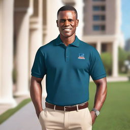 Design a polo shirt that reflects the qualities of a successful NFL sports agent