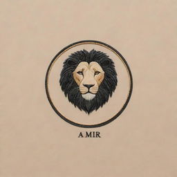 Design an ultra-minimalist, embroidery-inspired personal logo for 'Amir', blending elements of veterinary medicine, the Gemini zodiac sign, and a lion, ensuring simplicity that maintains the essence of the design.