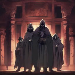 An anime group of cursed villains waiting for the devil cube