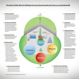 Create a labelled graphic of a district heat network for marketing purposes, advertising the services of a professional design consultant