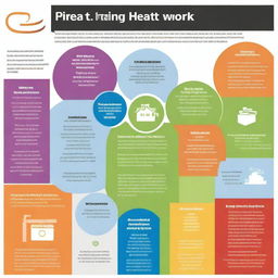 Create a labelled graphic of a district-wide heat network for marketing purposes, advertising the services of a professional design consultant