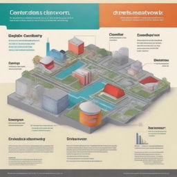 Create a labelled graphic of a city-wide heat network for marketing purposes, advertising the services of a professional design consultant