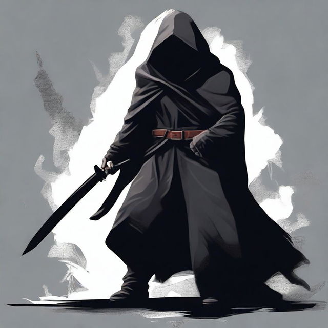 An oil paint style image of a shadow assassin in a crouched position