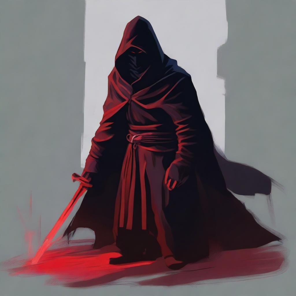 An oil paint style image of a shadow assassin in a crouched position