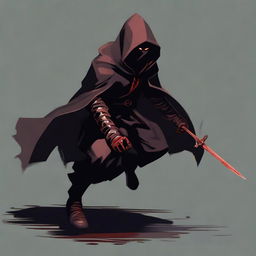 An oil paint style image of a shadow assassin in a crouched position