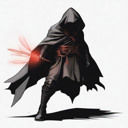 A realistic color image of a shadow assassin in a crouched position