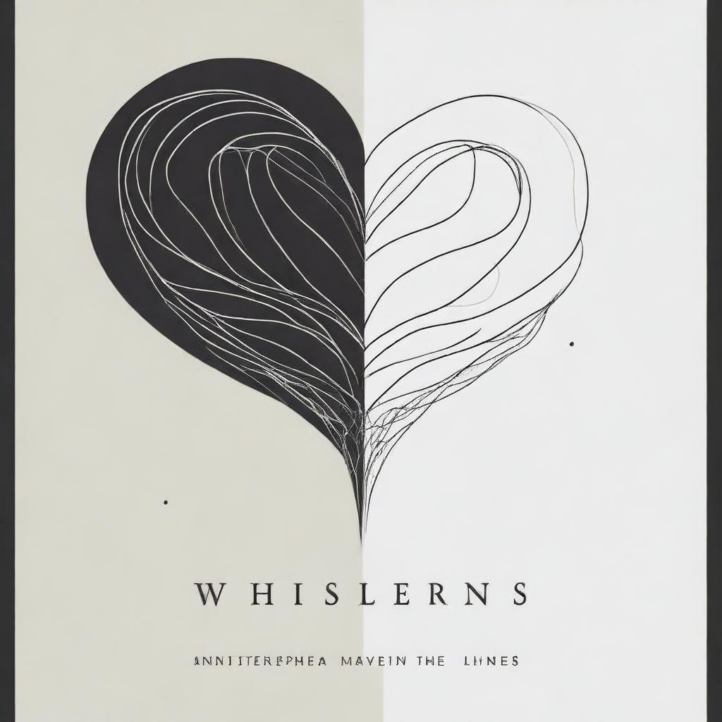 Create a minimalist book cover for a poetry book titled 'Whispers Between the Lines'