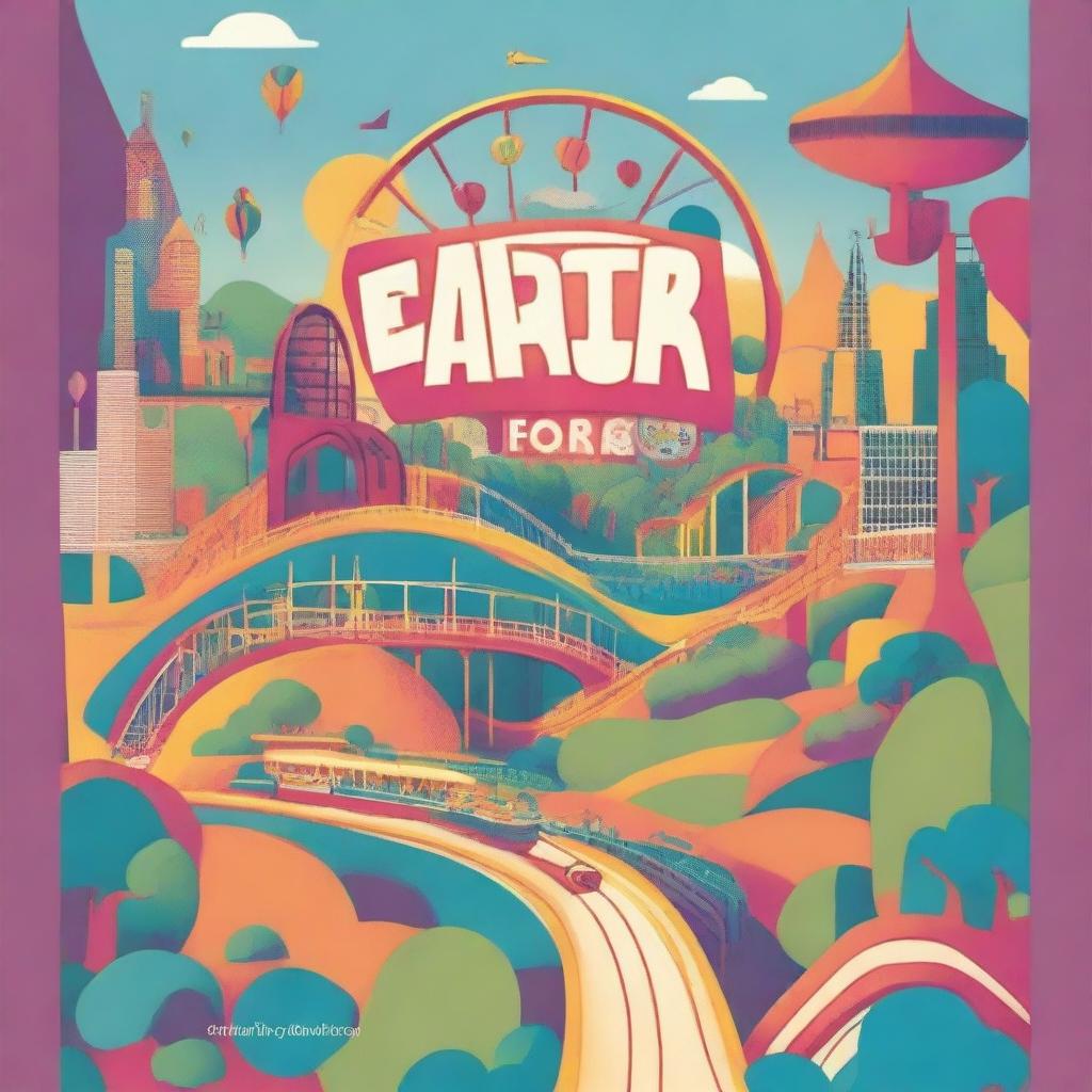 A colorful and vibrant book cover for a book about theme parks