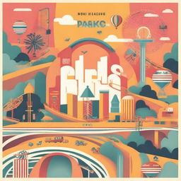 A colorful and vibrant book cover for a book about theme parks