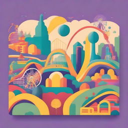 A colorful and vibrant book cover for a book about theme parks