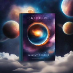 Create a universe-themed book cover featuring a portal in the center