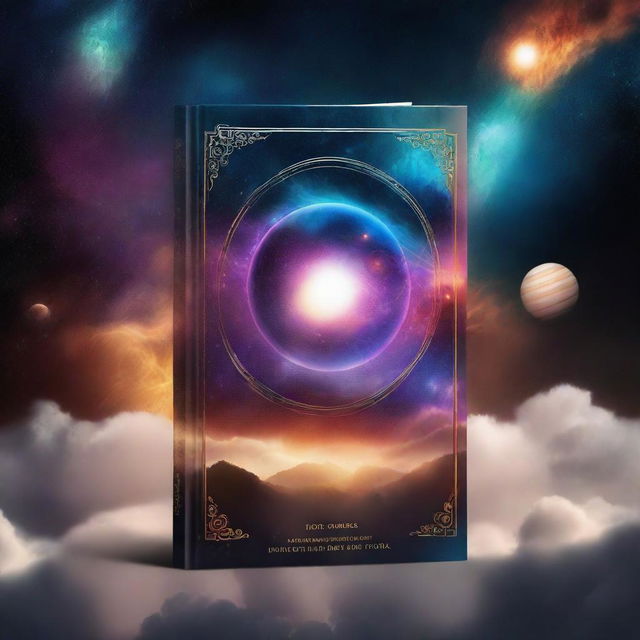 Create a universe-themed book cover featuring a portal in the center