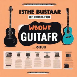 Create a YouTube thumbnail for the video titled 'Discover the History of the Guitar 🎸 EXPLAINED IN 1 MINUTE!!'