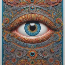 A three-dimensional, intricately-detailed drawing poster with eye-catching colors and designs