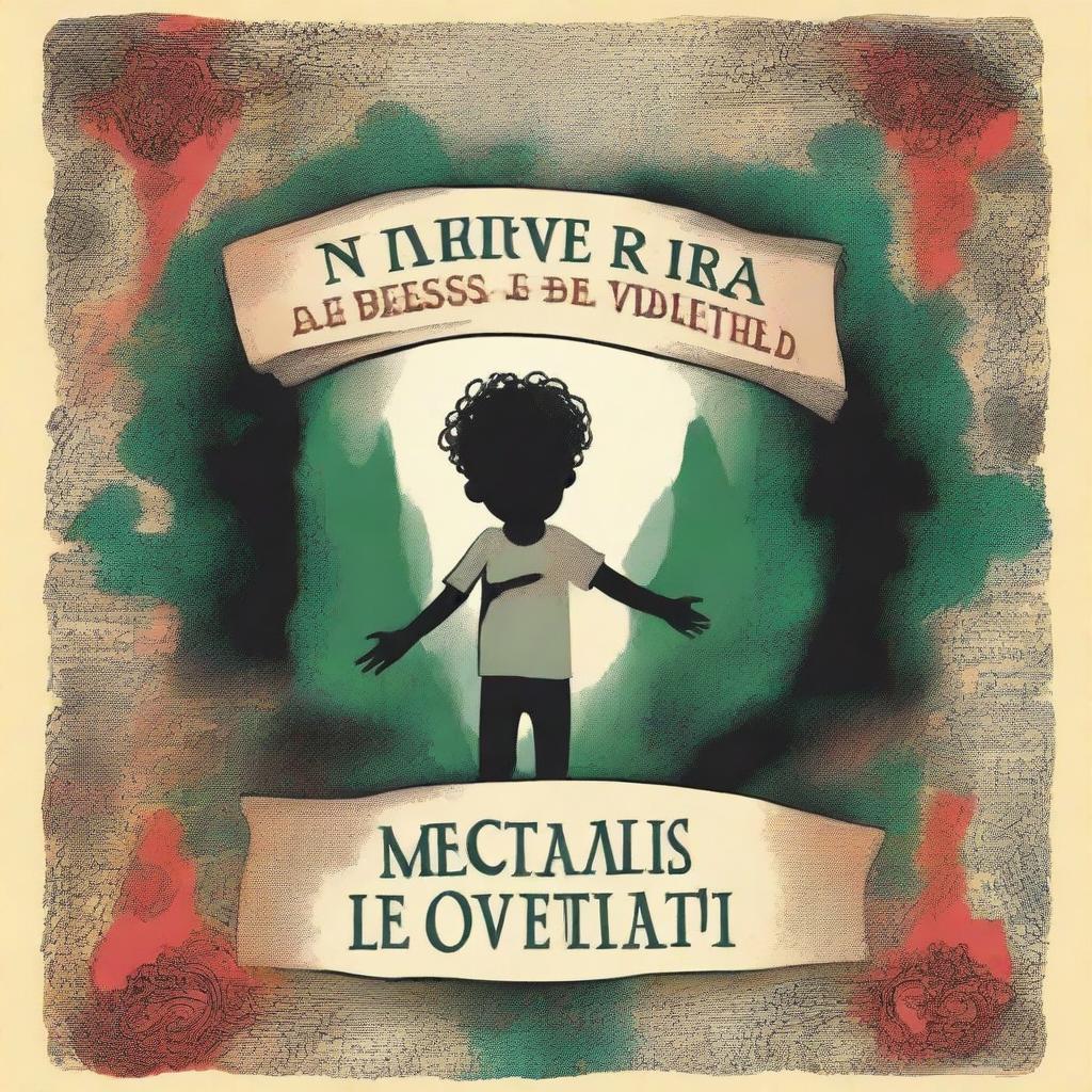 Crie uma capa de livro que retrate um jovem, filho de uma pessoa com poderes e outra sem poderes, vivendo em um mundo cheio de preconceito